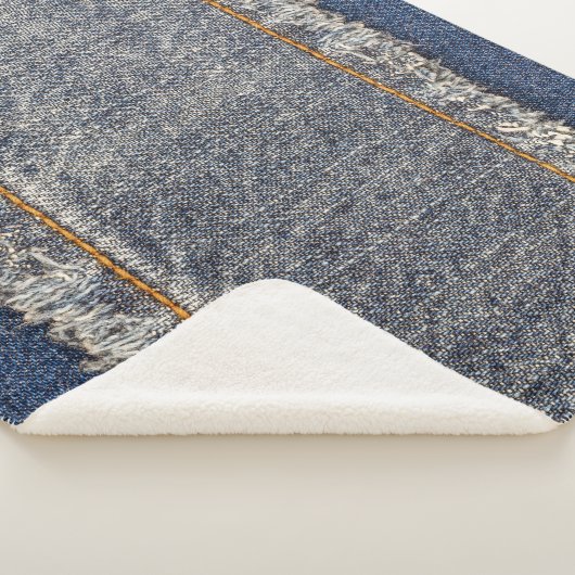 Denim Blue Jeans: Casual dubbele patch Sherpa Deken (3/4)