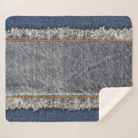 Denim Blue Jeans: Casual dubbele patch Sherpa Deken (Voorkant (horizontaal))