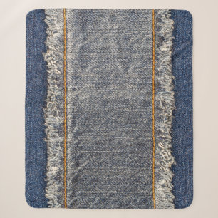 Denim Blue Jeans: Casual dubbele patch Sherpa Deken