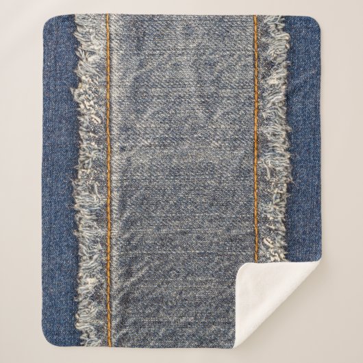 Denim Blue Jeans: Casual dubbele patch Sherpa Deken (Voorkant)