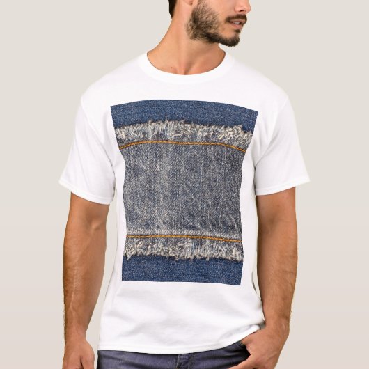 Denim Blue Jeans: Casual dubbele patch T-shirt (Voorkant)
