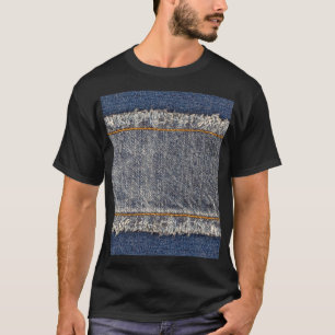 Denim Blue Jeans: Casual dubbele patch T-shirt