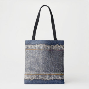 Denim Blue Jeans: Casual dubbele patch Tote Bag