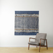 Denim Blue Jeans: Casual dubbele patch Wandkleed (In situ)