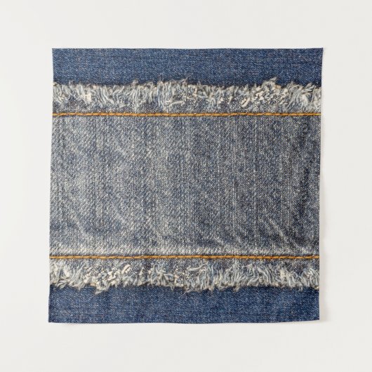Denim Blue Jeans: Casual dubbele patch Wandkleed (Voorkant)