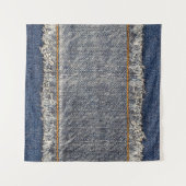 Denim Blue Jeans: Casual dubbele patch Wandkleed (Voorkant (horizontaal))