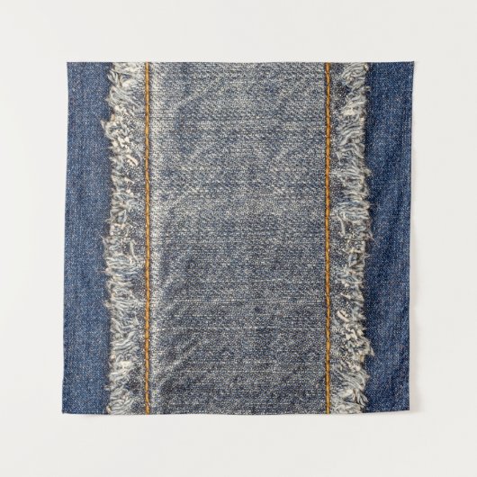 Denim Blue Jeans: Casual dubbele patch Wandkleed (Voorkant (horizontaal))