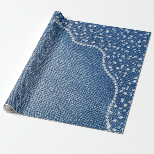 Denim Blue Jeans Diamond Cadeaupapier (Uitgerold)