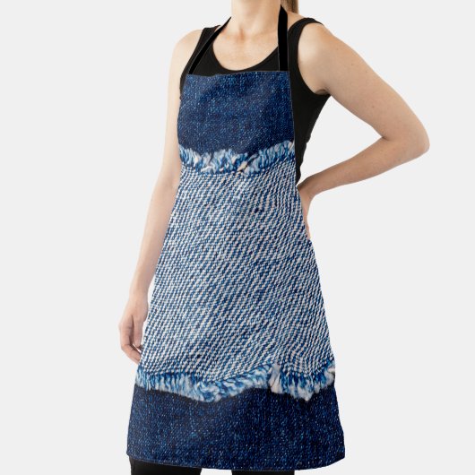 Denim blue jeans fabric frame. Bleached denim fabr Schort (Insitu)