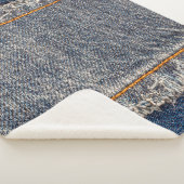 Denim blue jeans fabric frame. Bleached denim fabr Sherpa Deken (3/4)