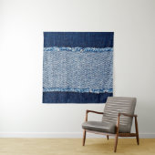 Denim blue jeans fabric frame. Bleached denim fabr Wandkleed (In situ)