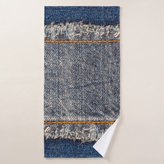 Denim Blue jeans fabric lijst. gebleekte denim fab Badhanddoek (Badhanddoek)
