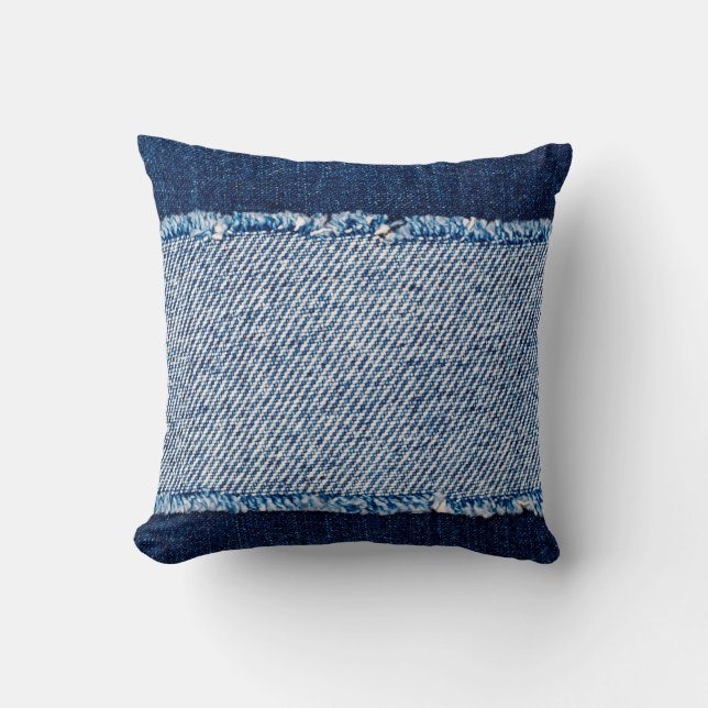 Denim Blue jeans fabric lijst. gebleekte denim fab Kussen (Voorkant)