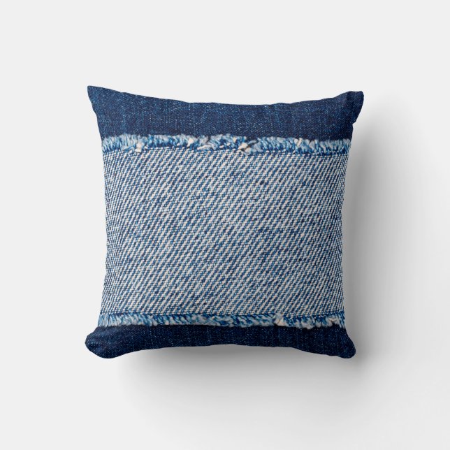 Denim Blue jeans fabric lijst. gebleekte denim fab Kussen (Voorkant)