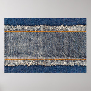 Denim Blue jeans fabric lijst. gebleekte denim fab Poster