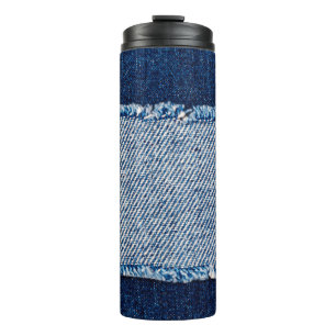 Denim Blue jeans fabric lijst. gebleekte denim fab Thermosbeker