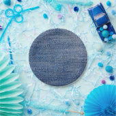 Denim Blue Jeans Faux Texture Rustic Papieren Bordje (Feest)