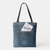 Denim Blue Jeans Pocket Tote Bag (Achterkant)