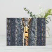 Denim Blue Jeans Print Uitnodiging (Staand voorkant)