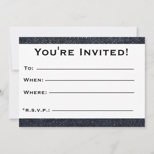 Denim Blue Jeans Print Uitnodiging (Achterkant)