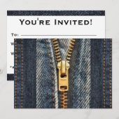 Denim Blue Jeans Print Uitnodiging (Voorkant / Achterkant)