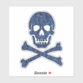 Denim Blue Jeans Stijl Schedel Crossbones Glimlach Sticker (Vel)