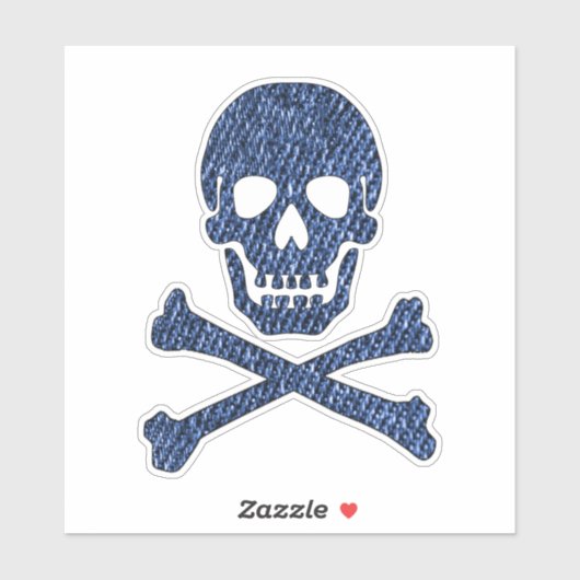 Denim Blue Jeans Stijl Schedel Crossbones Glimlach Sticker (Vel)