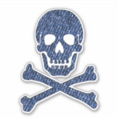 Denim Blue Jeans Stijl Schedel Crossbones Glimlach Sticker (Voorkant)