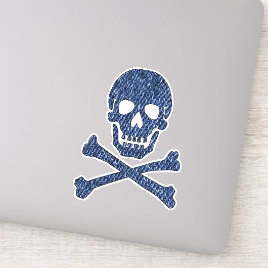 Denim Blue Jeans Stijl Schedel Crossbones Glimlach Sticker (Detail)