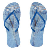 Denim blue jeans zipper teenslippers (Voetbed)