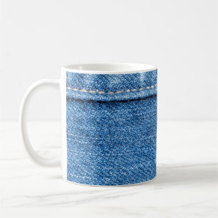 Denim Blue: klassieke jeans textuur. Koffiemok