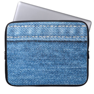 Denim Blue: klassieke jeans textuur. Laptop Sleeve