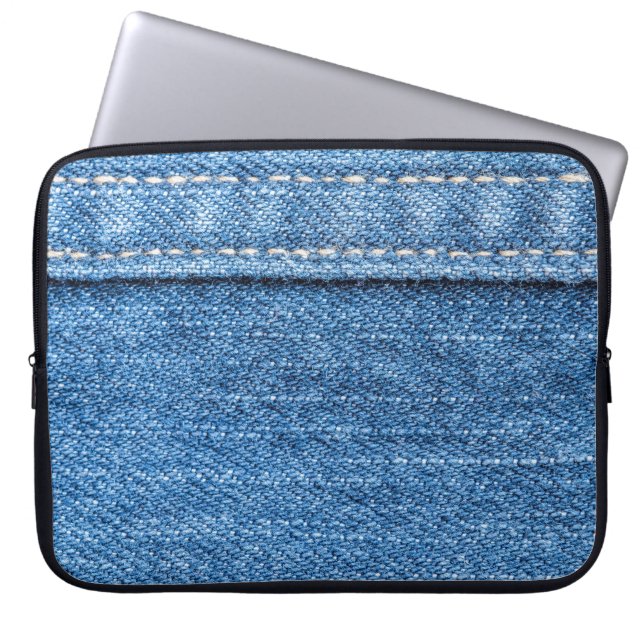 Denim Blue: klassieke jeans textuur. Laptop Sleeve (Voorkant)