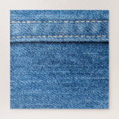 Denim Blue: klassieke jeans textuur. Legpuzzel (Verticaal)
