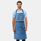 Denim Blue: klassieke jeans textuur. Schort (Gedragen)