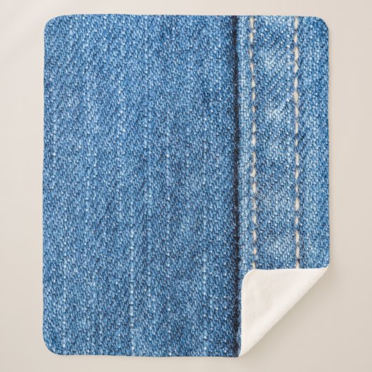 Denim Blue: klassieke jeans textuur. Sherpa Deken (Voorkant)