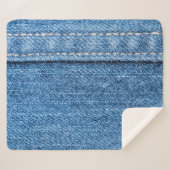 Denim Blue: klassieke jeans textuur. Sherpa Deken (Voorkant (horizontaal))