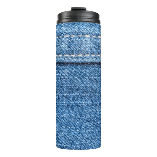 Denim Blue: klassieke jeans textuur. Thermosbeker (Voorkant)