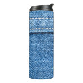 Denim Blue: klassieke jeans textuur. Thermosbeker (Gedraaid links)