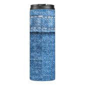 Denim Blue: klassieke jeans textuur. Thermosbeker (Achterkant)