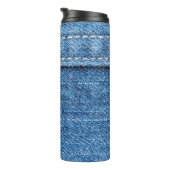 Denim Blue: klassieke jeans textuur. Thermosbeker (Geroteerd rechts)
