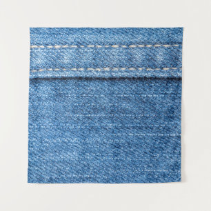 Denim Blue: klassieke jeans textuur. Wandkleed