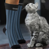 Denim Blue Knit look Vertical Stripe - Voeg tekst  Sokken