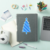 Denim Blue Layered Stripes kerstboom Sticker (iPad Cover)