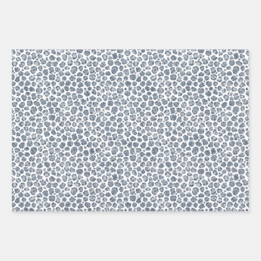 Denim Blue Leopard Print Glitter Inpakpapier Vel (Voorkant)