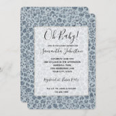 Denim Blue Leopard Print Glitter Kaart (Voorkant / Achterkant)