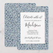 Denim Blue Leopard Print Glitter Kaart (Voorkant / Achterkant)