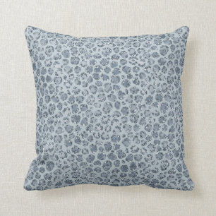 Denim Blue Leopard Print Glitter Kussen