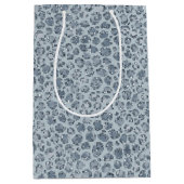 Denim Blue Leopard Print Glitter Medium Cadeauzakje (Voorkant)