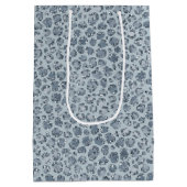 Denim Blue Leopard Print Glitter Medium Cadeauzakje (Achterkant)